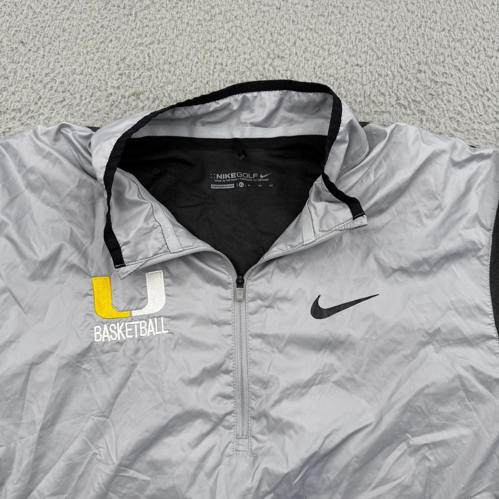 Nike Golf Pullover Men XL Gray Solid Miami Hurricanes Basketball Windbreaker